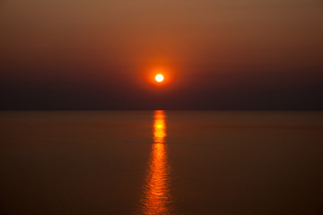 Fototapeta premium Red sunrise over Lake Malawi.