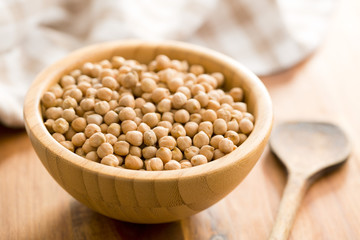 uncooked chickpeas in bowl