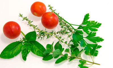 1044 - thyme , parsley , basil , oregano and cherry tomatoes
