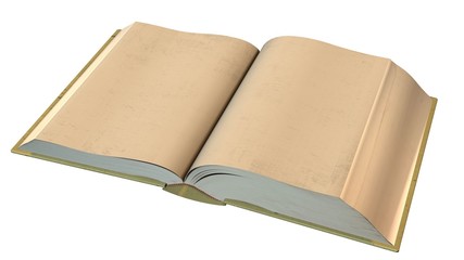open old blank book isolated on white background