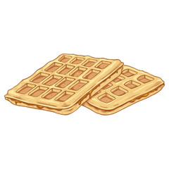 Vector Cartoon Belgian Waffles with Caramel.
