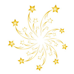 Silvester - Feuerwerk mit bunten Sternen aus Gold, Weihnachten und Neujahr, Feiertage 