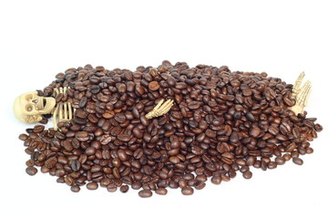The skeleton was buried in coffee beans.