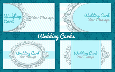 Fototapeta na wymiar Weddiing card in vintage style on a blue background