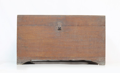 Thailand ancient wooden chest on a white background.