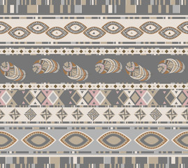 Seamless ethnic Indian pattern. Pattern with feathers and other tribal elements. Abstract pattern.