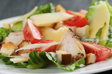 homemade caesar salad with chicken