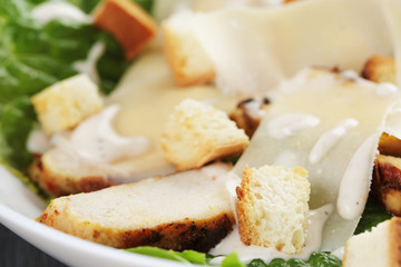 homemade caesar salad with chicken