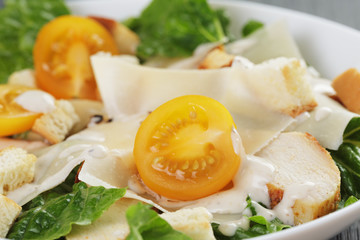 homemade caesar salad with chicken