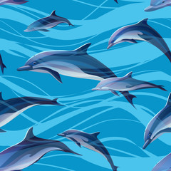 Naklejka premium seamless texture with dolphins 2