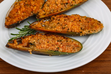 Baked mussels