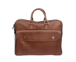 luxury leather handbag or briefcase isolated on white background