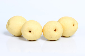 Fresh group oriental pear on a white background