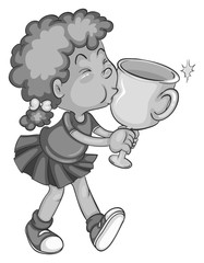 Little girl kissing a trophy