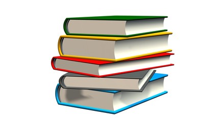colored books Stack on white background