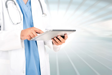 Doctor with tablet