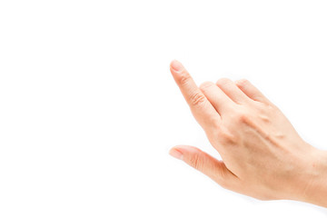Woman hands on white background