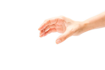Woman hands on white background