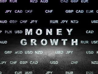 Currency concept: Money Growth in grunge dark room