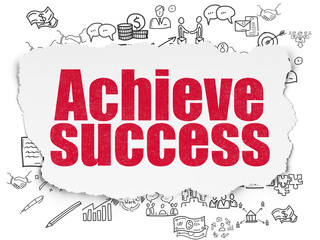 Finance concept: Achieve Success on Torn Paper background