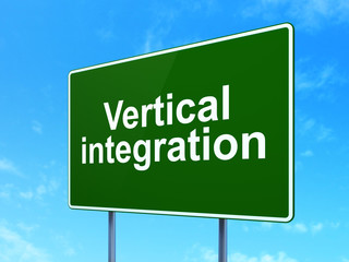 Finance concept: Vertical Integration on road sign background