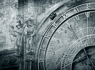 Fototapeta premium Detail of the Prague Astronomical Clock , vintage image