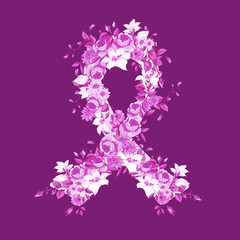 Beautiful Pink Ribbon of flowers