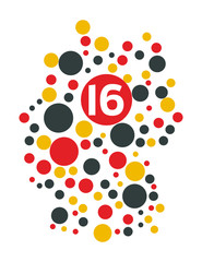 16 Bundesländer Bundestagswahl Deutschland Umriss