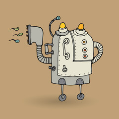 Cute robot doodle drawing
