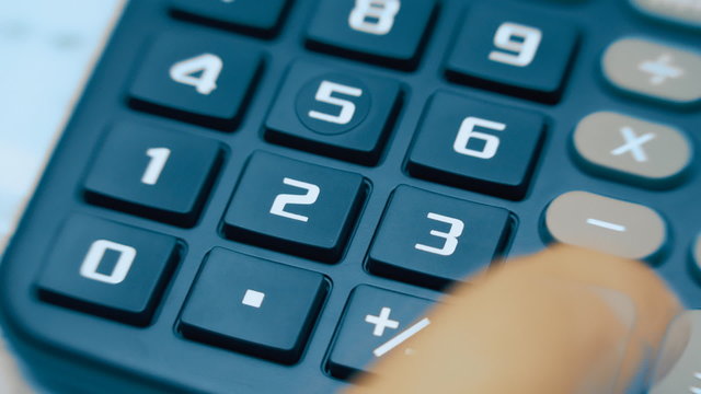 Counting on calculator. Macro