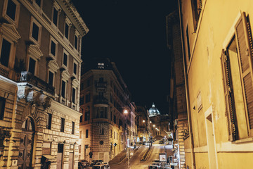 Fototapeta na wymiar Streets of Rome at night.