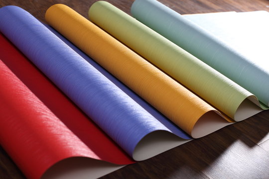 Rolls of colored paper 