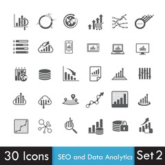 Set of SEO and Analytics icon isolated on white background vecto