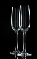 New Year composition with champagne glasses and decoration