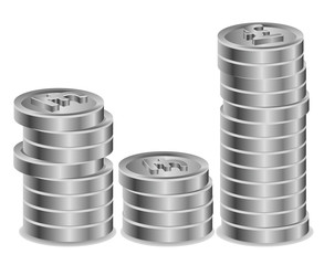 Pile of silver British sterling coins vector image