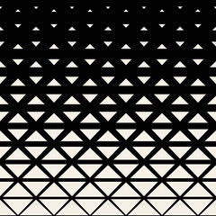 Vector Seamless Black And White Triangle Grid Halftone Pattern