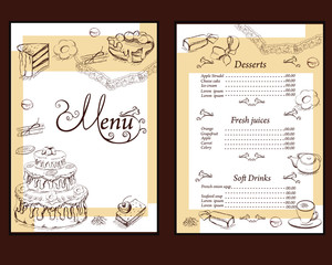 Background with sweets and cakes for menu design.