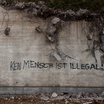 Political Statement On Destroyed Building In Germany