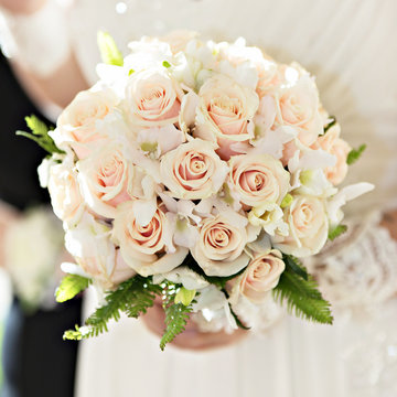 Wedding bridal bouquet of flowers.