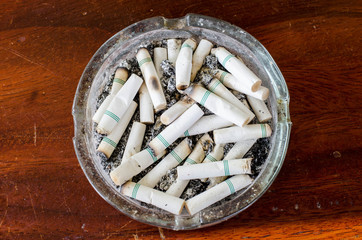 Cigarette in ashtray