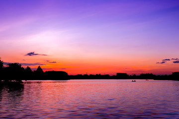 City park sunset at Bung Ta Lua Water Park Nakhon Ratchasima, Thailand