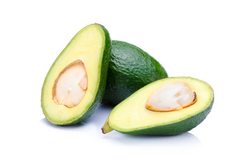 green avocados isolated on the white background