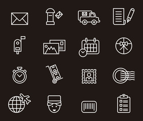 Set of POST SERVICE outline icons