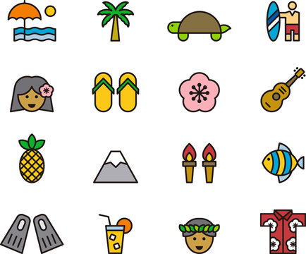 HAWAII set of outline icons