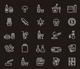 DRUGS & ADDICTIONS outline icons