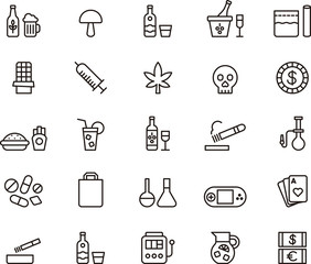DRUGS & ADDICTIONS outline icons