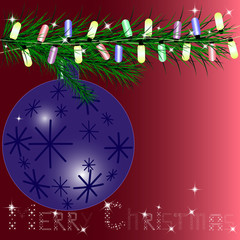 Postcard on a Christmas theme . Spruce, Star , Christmas decorations .