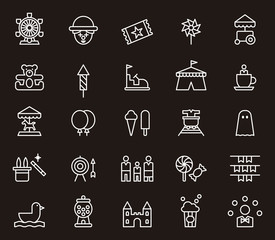 AMUSEMENT PARK set of outline icons