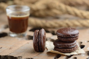Coffee with chocolate macaroons