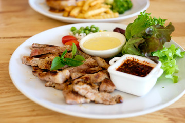 steak on table